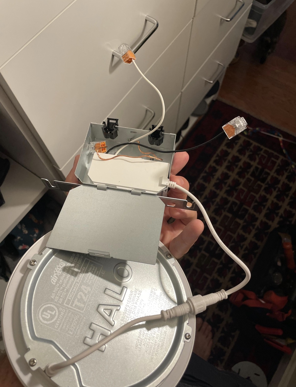 Ceiling light fixture rough-in wiring in an Aurora home
